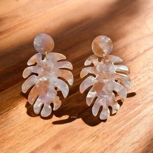 Acrylic Leaf Shape Drop Dangle Earrings
